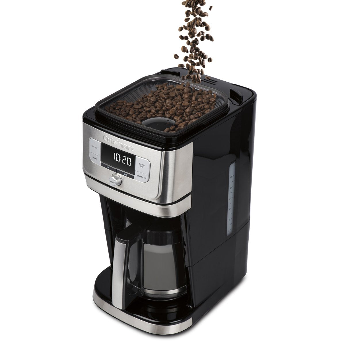 Cuisinart Automatic Grind & Brew 12-Cup Coffee Maker with Blade Grinder, Programmable Coffee Machine Glass Carafe with 1-4 Cup Setting, Brew Pause, Grind-Off Option, DGB-400NAS, Black/Stainless Steel