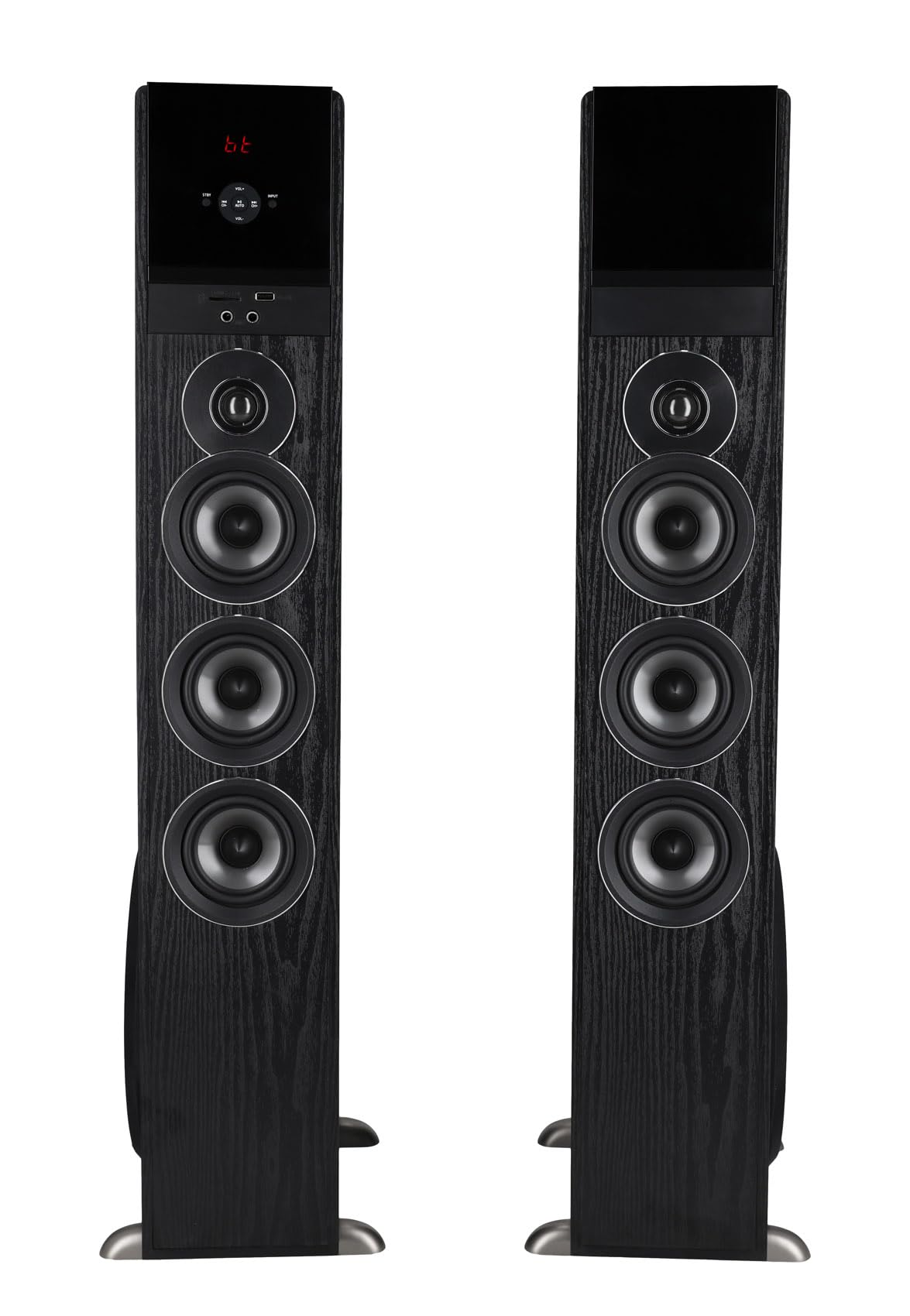 Rockville TM150D Powered Home Theater Tower Speaker System, Dark Wood, 1000W, 10" Subwoofers, Bluetooth, USB/SD Playback, FM Radio, Remote Control, Karaoke Ready, Perfect for Home Entertainment