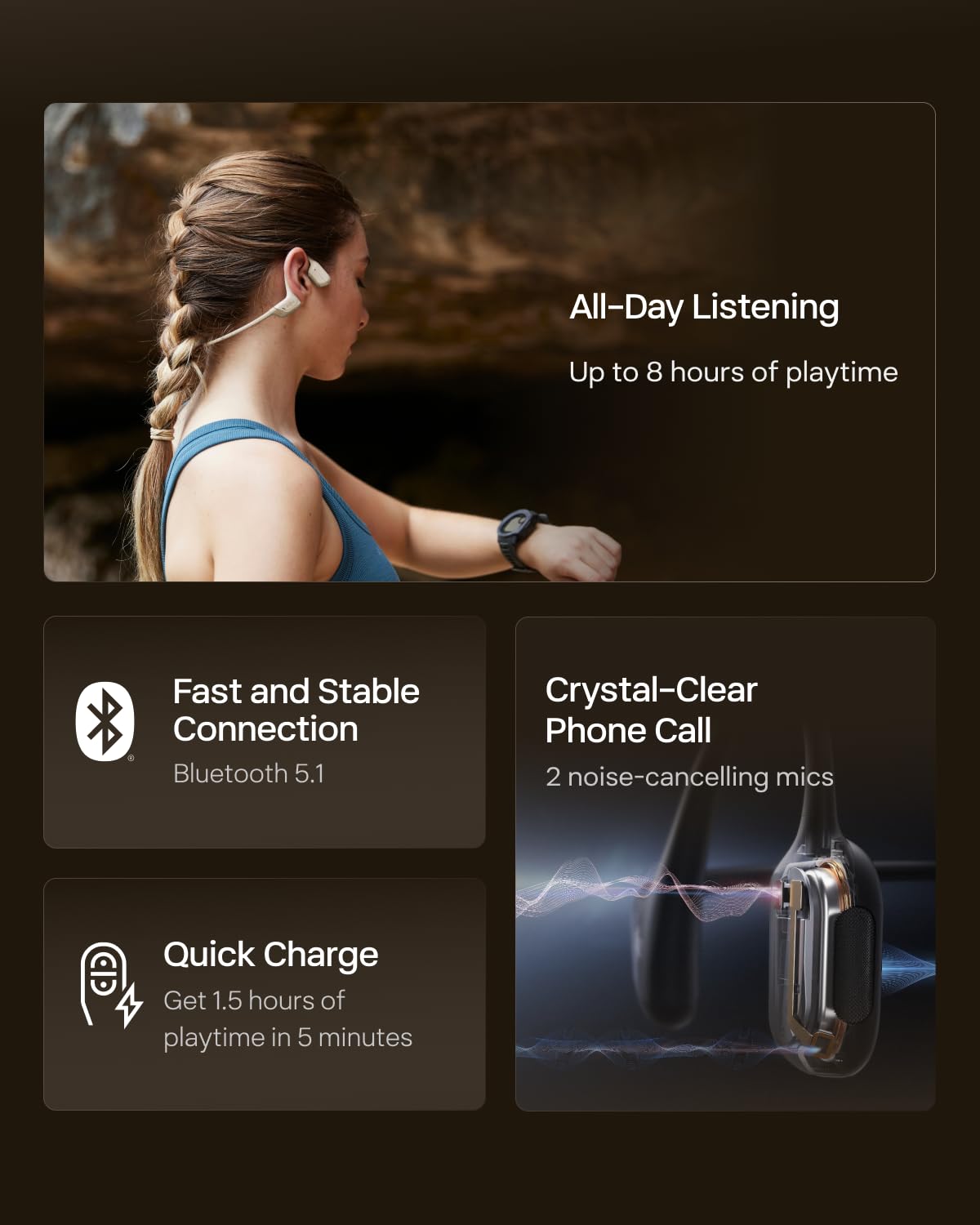 SHOKZ OpenRun Pro-Bone Conduction Headphones, Open-Ear Bluetooth Wireless Sport Headphones for Running and Workout, Sweat Resistant, Long Battery Life, Premium Deep Bass, Mic，with Hair Band, Black