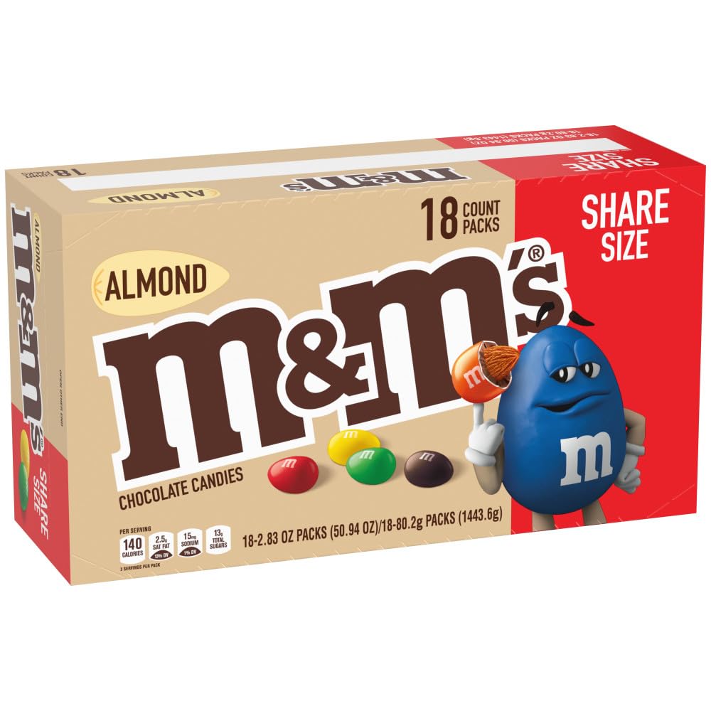 M&M'S Peanut Chocolate Candy, Full Size 1.74 oz Bag, Pack of 48 Bulk Candy Chocolate