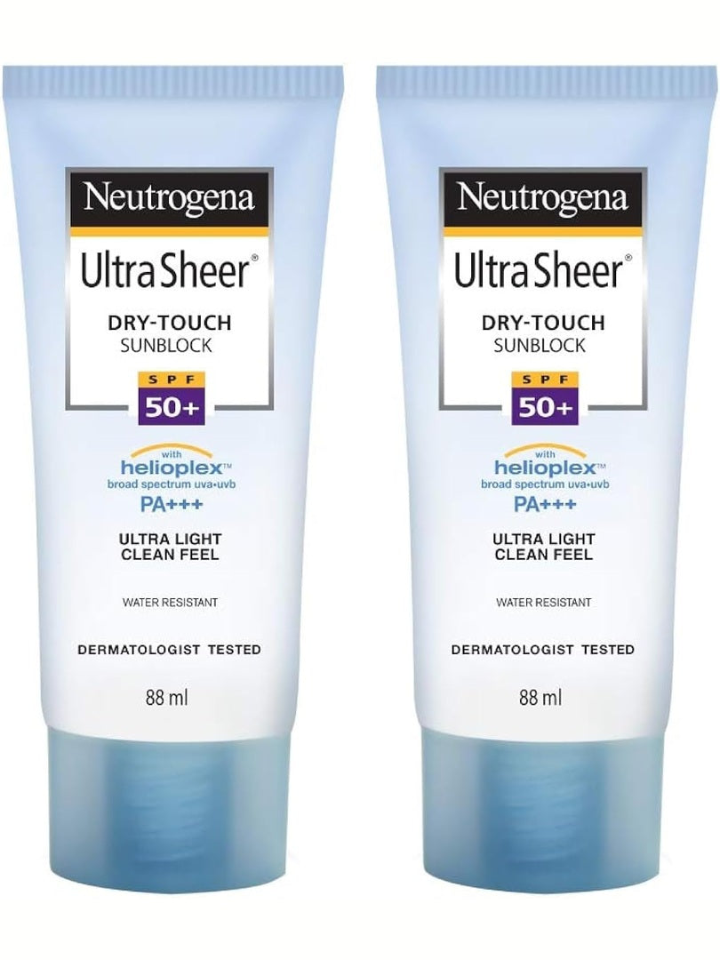 Neutrogena Ultra Sheer Sunscreen SPF 50+ | Broad Spectrum UVA/UVB | Blue light protect | No White Cast | Water resistant Ultra light & Non sticky | Oily, Dry & Sensitive Skin | 30 g (Pack of 1)