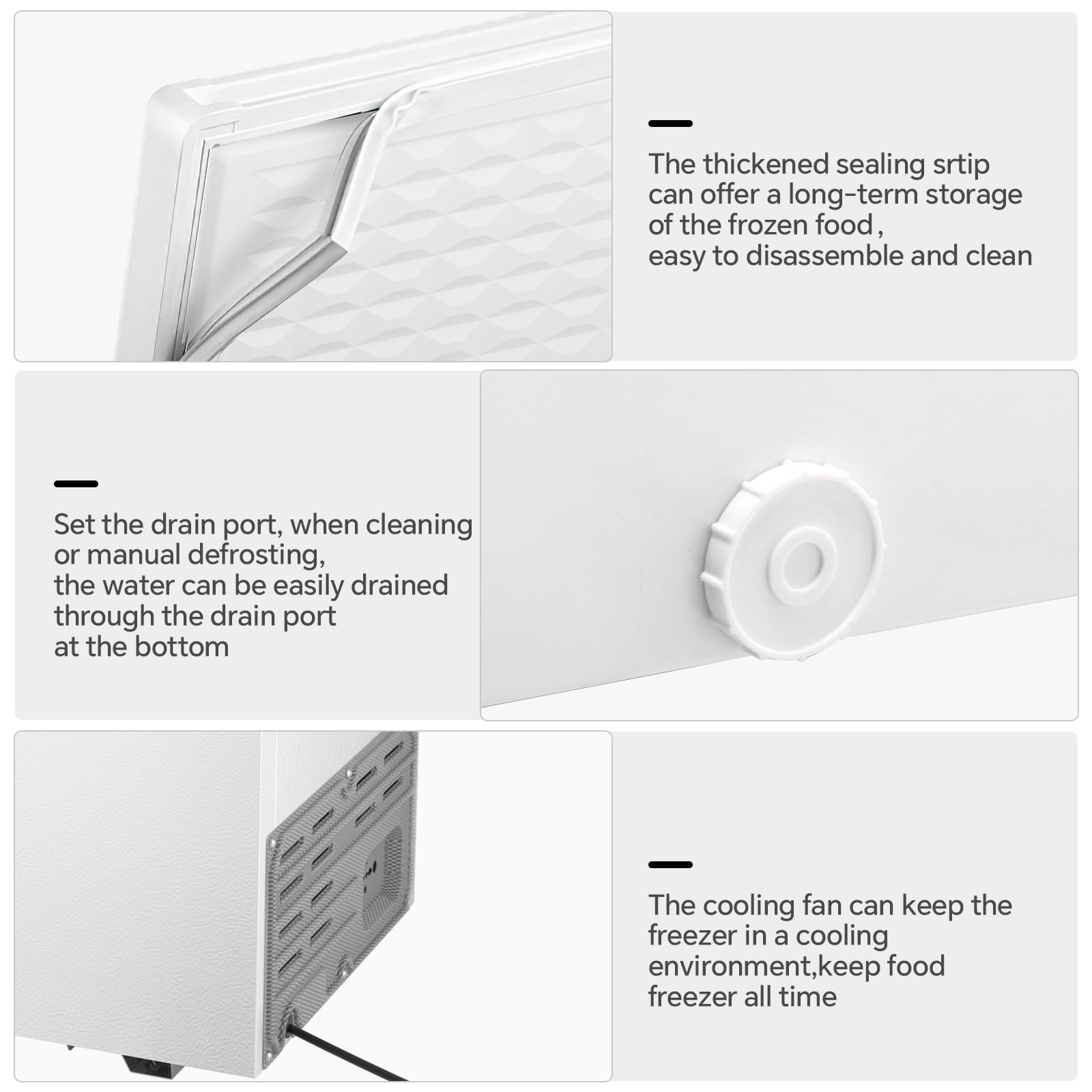 Kismile 2.8 Cubic Feet Chest Freezer with 2 Removable Basket Free Standing Top Open Door Compact Freezer with Adjustable Temperature for Home/Kitchen/Office/Bar