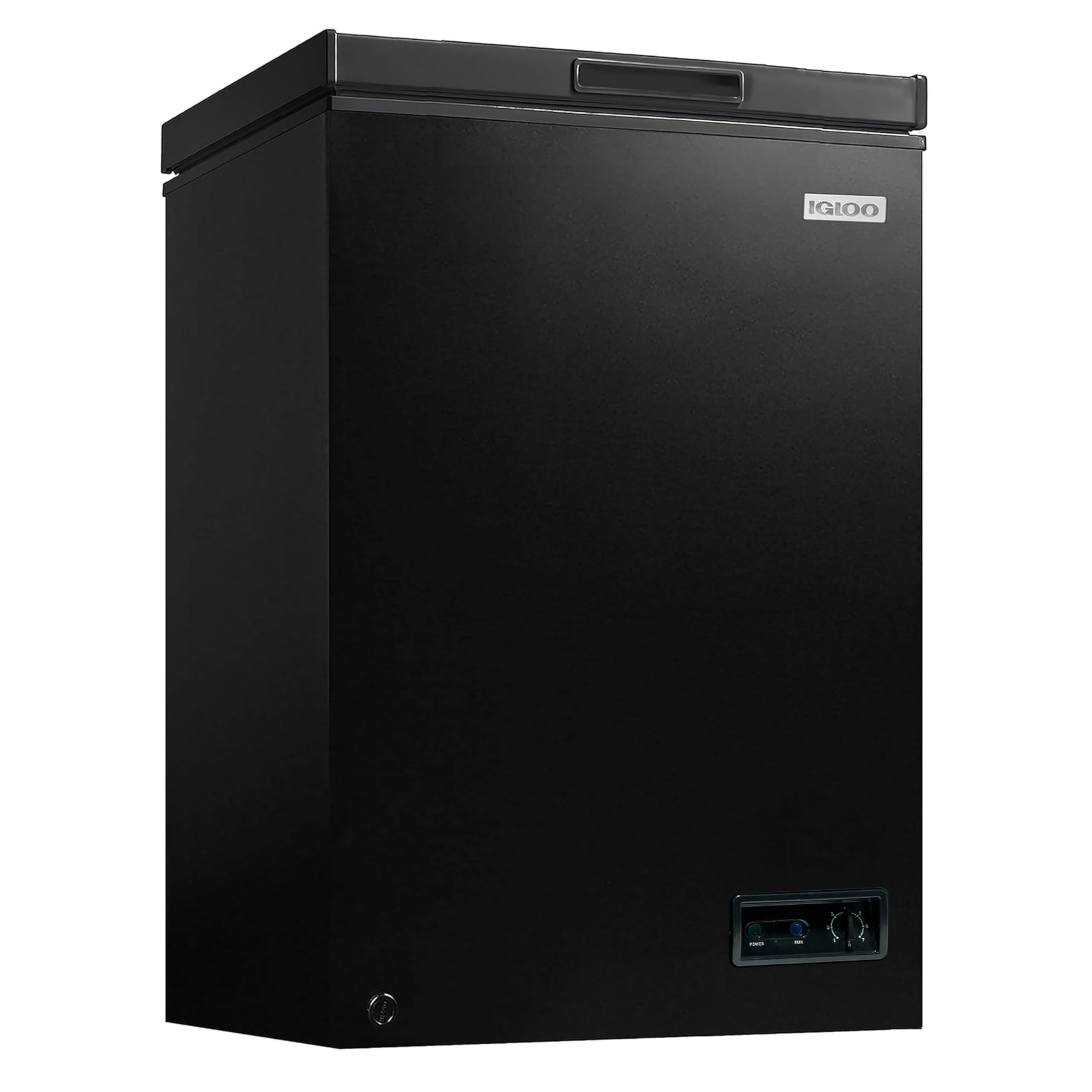 Igloo 3.5 Cu Ft. Upright Deep Freezer Chest- Deep Freezer with Quick Freezing System & Adjustable Thermostat- Low Noise Freezer with Removable Basket & LED Lights for Homes, Garages & Basements- Black