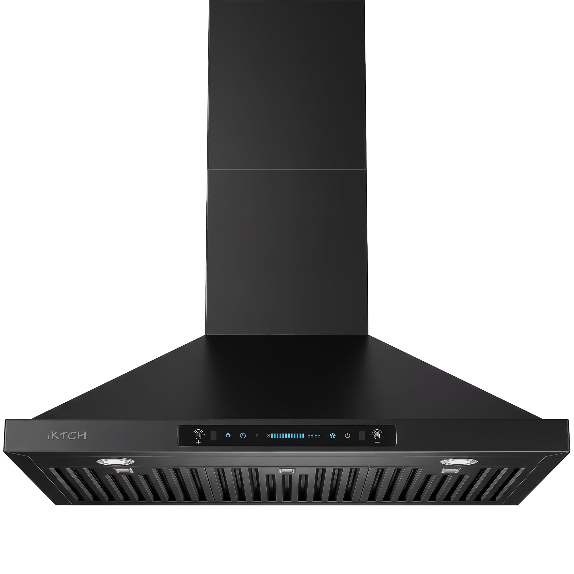 IKTCH 30-inch Wall Mount Range Hood 900 CFM Ducted/Ductless Convertible, Kitchen Chimney Vent Stainless Steel with Gesture Sensing & Touch Control Switch Panel, 2 Pcs Adjustable Lights(IKP02-30'')