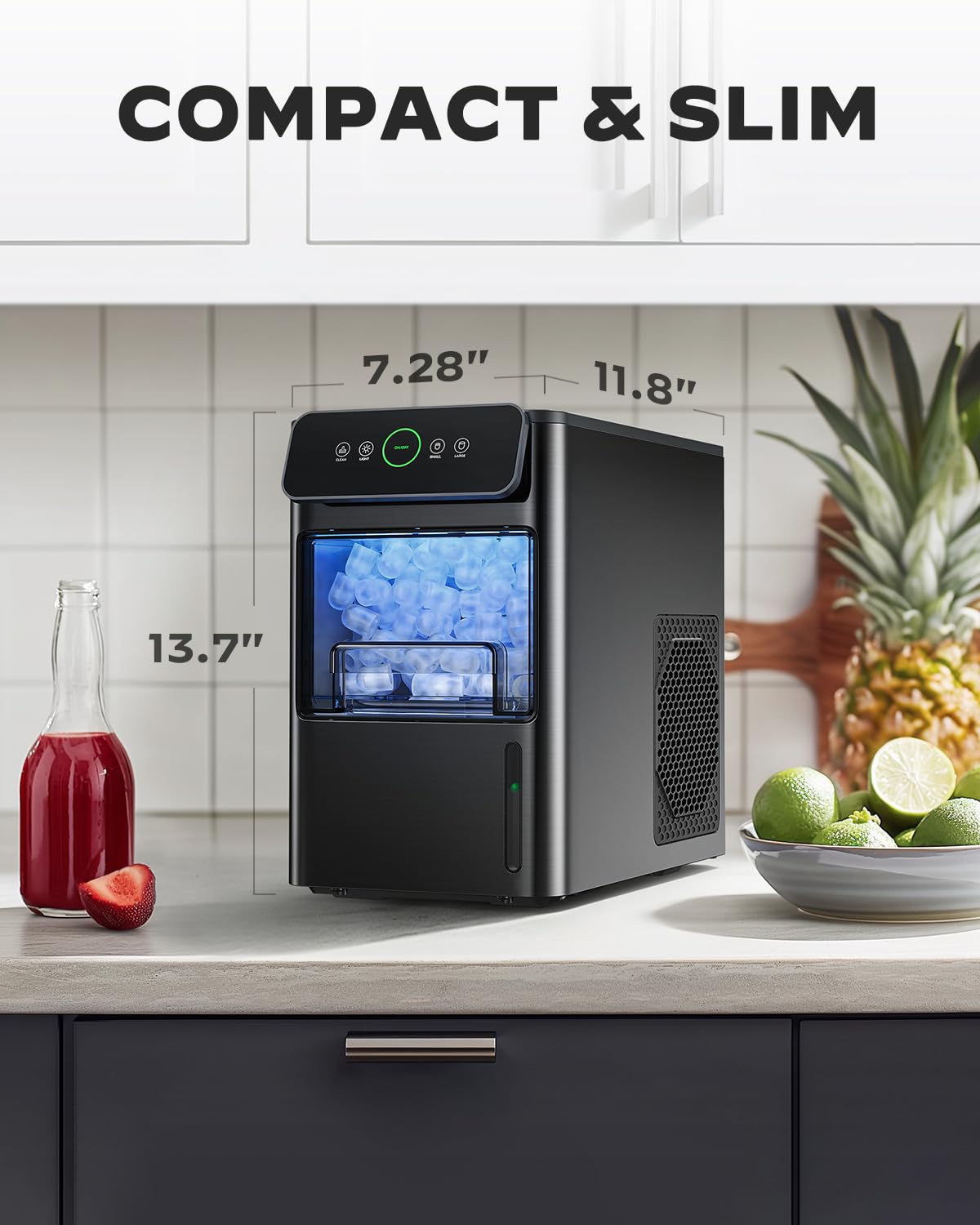 Silonn Ice Maker Countertop, Portable Ice Machine with Carry Handle, Self-Cleaning Ice Makers with Basket and Scoop, 9 Cubes in 6 Mins, 26 lbs per Day, Ideal for Home, Kitchen, Camping, RV