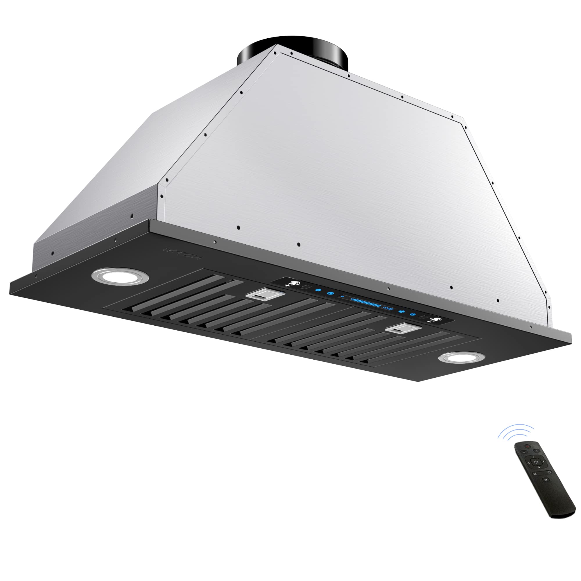 IKTCH 30 inch Built-in/Insert Range Hood 900 CFM, Ducted/Ductless Convertible Duct, Stainless Steel Kitchen Vent Hood with 4 Speed Gesture Sensing&Touch Control Panel(IKB01-30)