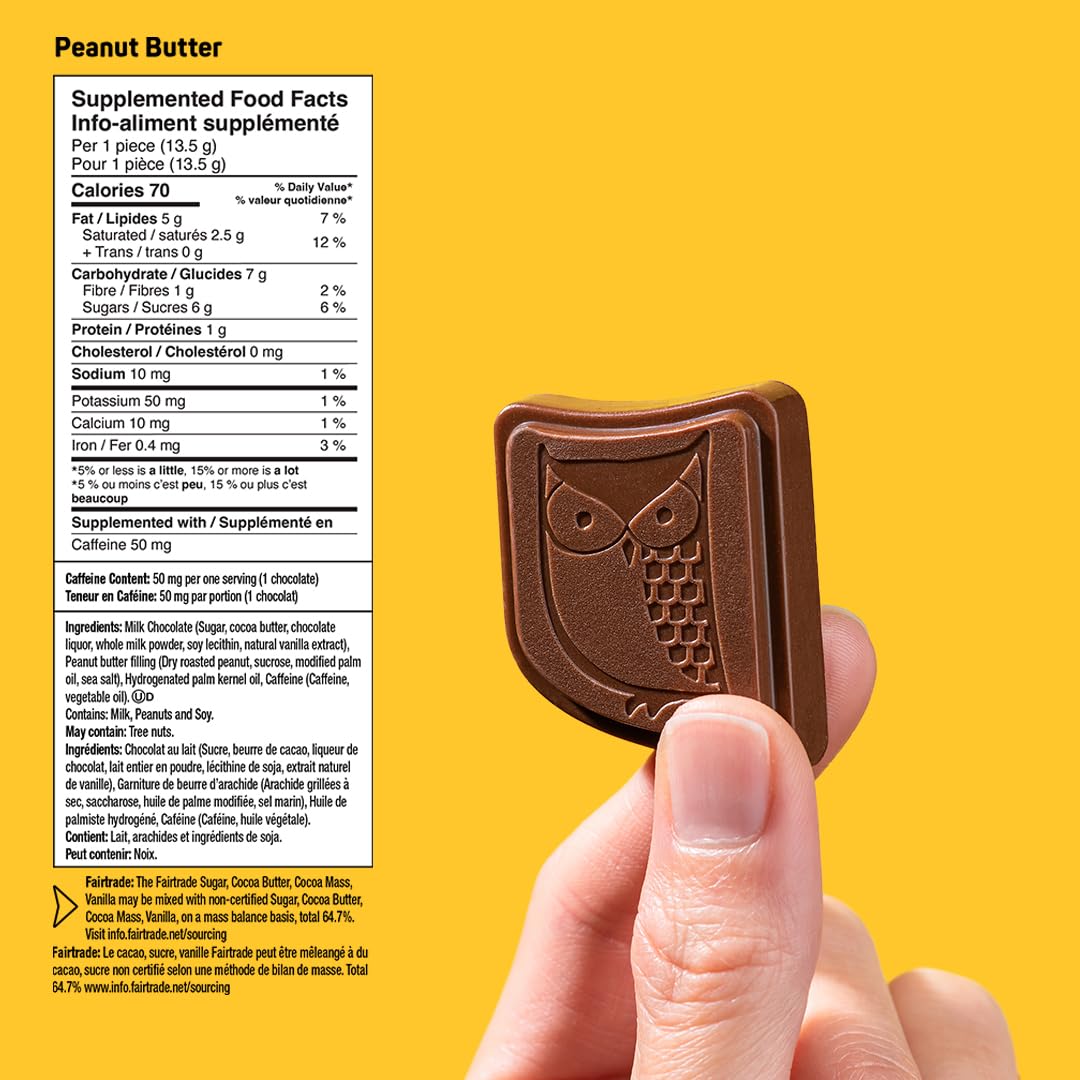 AWAKE - Caffeinated Chocolate Bites - Caramel Milk Chocolate, 50 Bites - 50mg Caffeine - Individually Wrapped Energy Bites - Coffee Alternative - Fairtrade, Gluten Free, Non GMO - 0.48oz