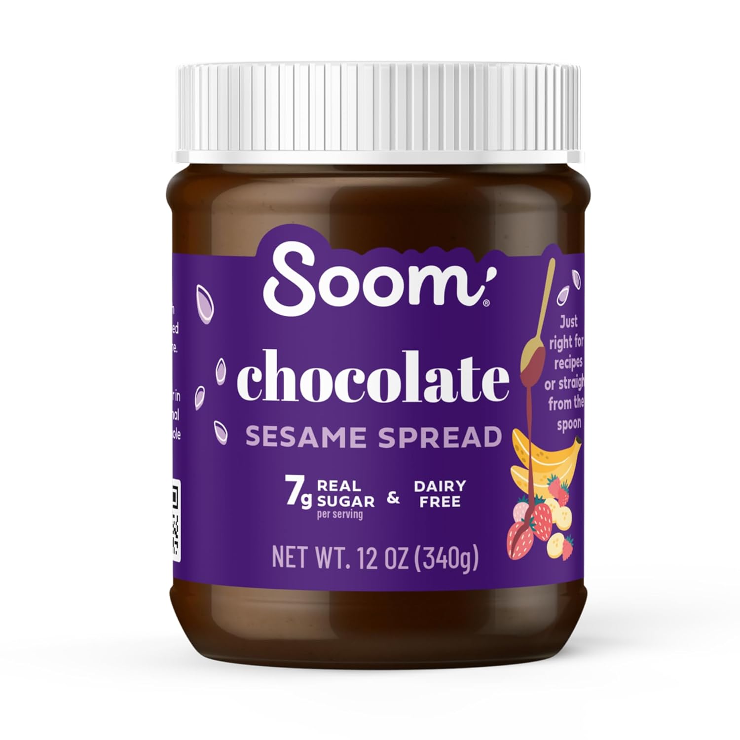Soom Foods Chocolate Sesame Spread - 12oz (2 Pack) | Made with 3 Ingredients, Low Sugar, Dairy-Free, No Nuts, No Gluten, Palm Oil-Free | 5g Protein | Better for You Chocolate Tahini Spread