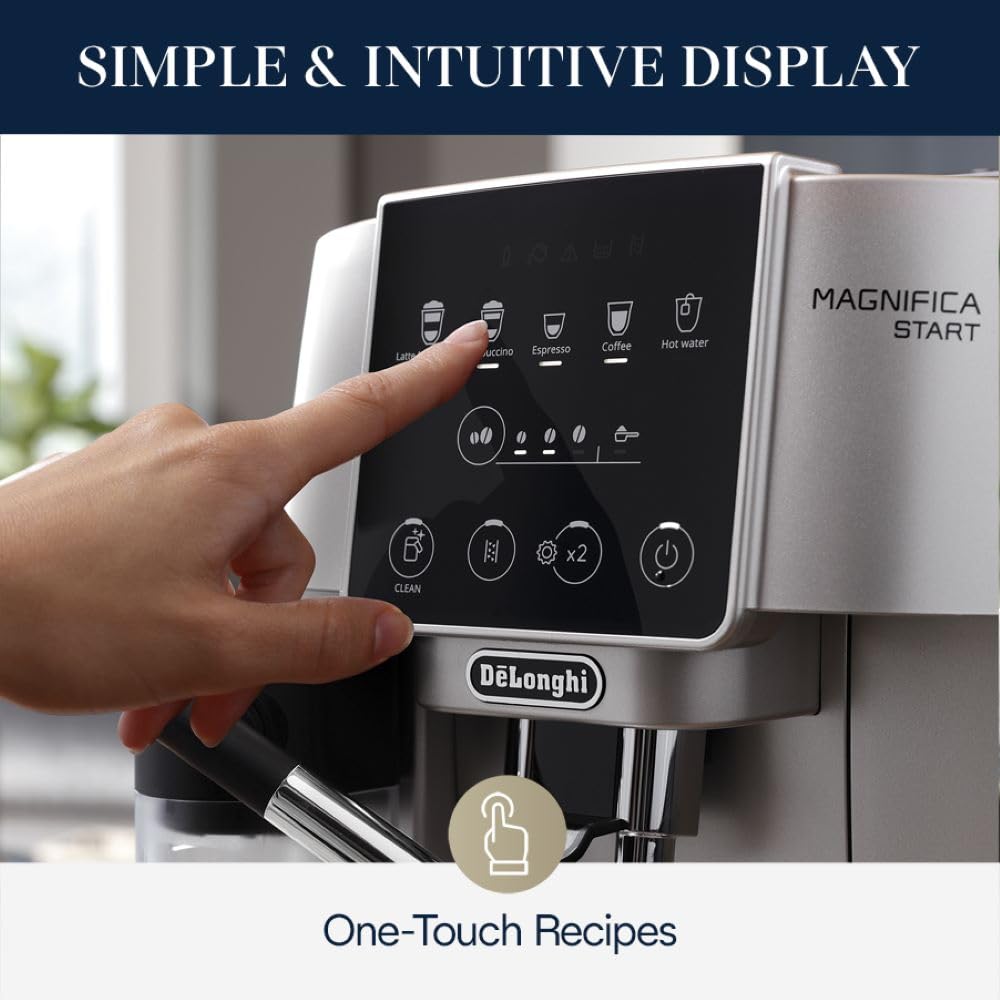De'Longhi Magnifica Evo Automatic Espresso & Coffee Machine with Auto Milk Frother, Built-in Grinder & Auto-Clean Function - For Latte, Cappuccino, Americano, Iced Coffee, ECAM29084SB , Silver