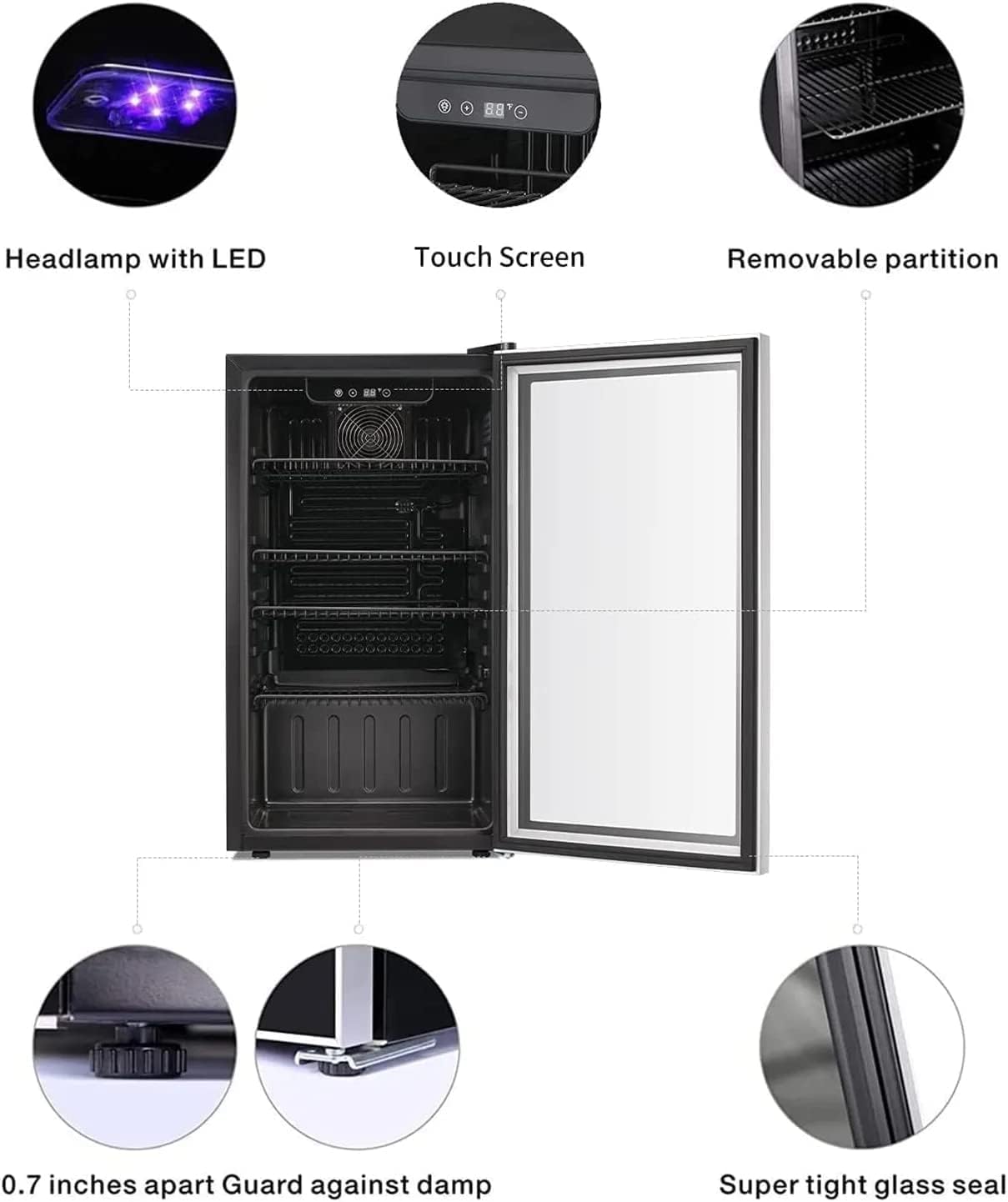 Antarctic Star Wine Cooler, Beverage Refrigerator, 16 Bottle Freestanding Quiet Wine Cellar Front Glass Door for Home and Bar, Digital Temp Control, 1.71 Cu.Ft.