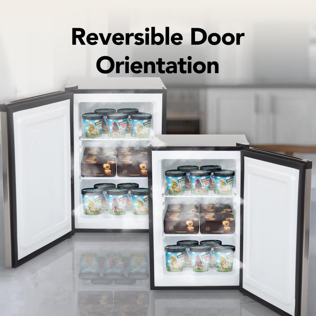 Whynter CUF-112SS Mini, Energy Star Rated Small Upright Freezer with Lock, Stainless Steel -1.1 Cubic Feet