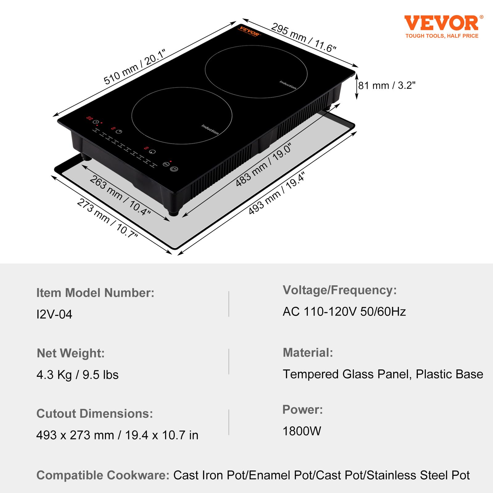 VEVOR Built-in Induction Electric Stove Top 30 Inch,5 Burners Electric Cooktop,9 Power Levels & Sensor Touch Control,Easy to Clean Ceramic Glass Surface,Child Safety Lock,240V