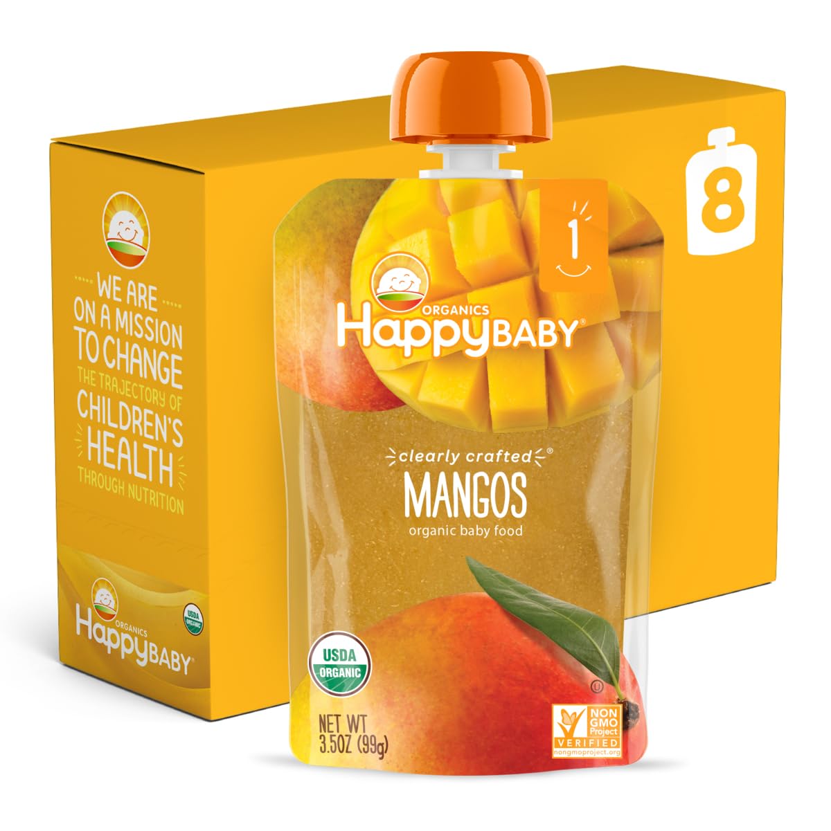 Happy Baby Organics Clearly Crafted Stage 1 Baby Food Pouches, Prunes, 3.5 Ounce Pouch (Pack of 16)