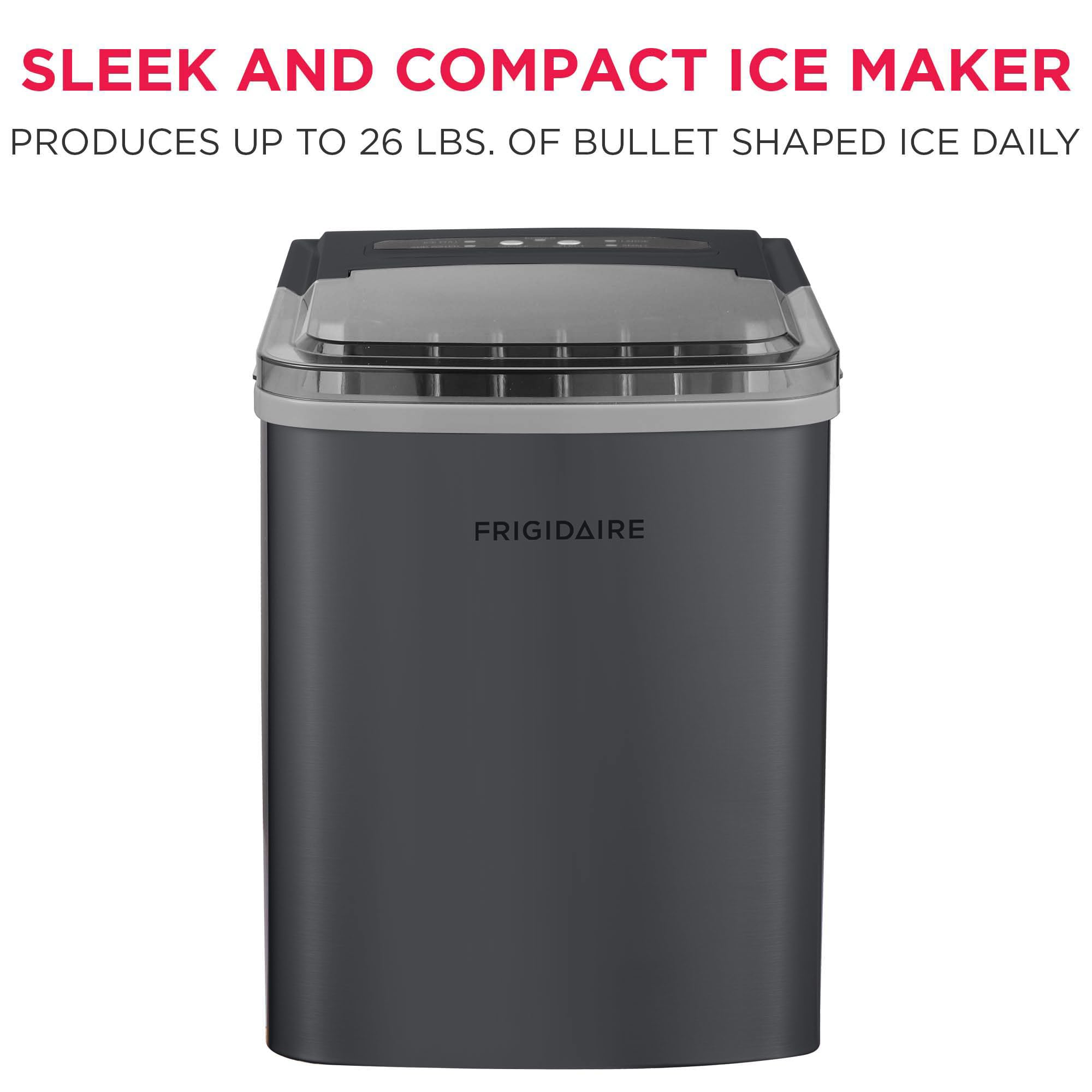 Frigidaire 26 Lbs per Day Portable Compact Maker, Ice Making Machine, Stainless, Medium