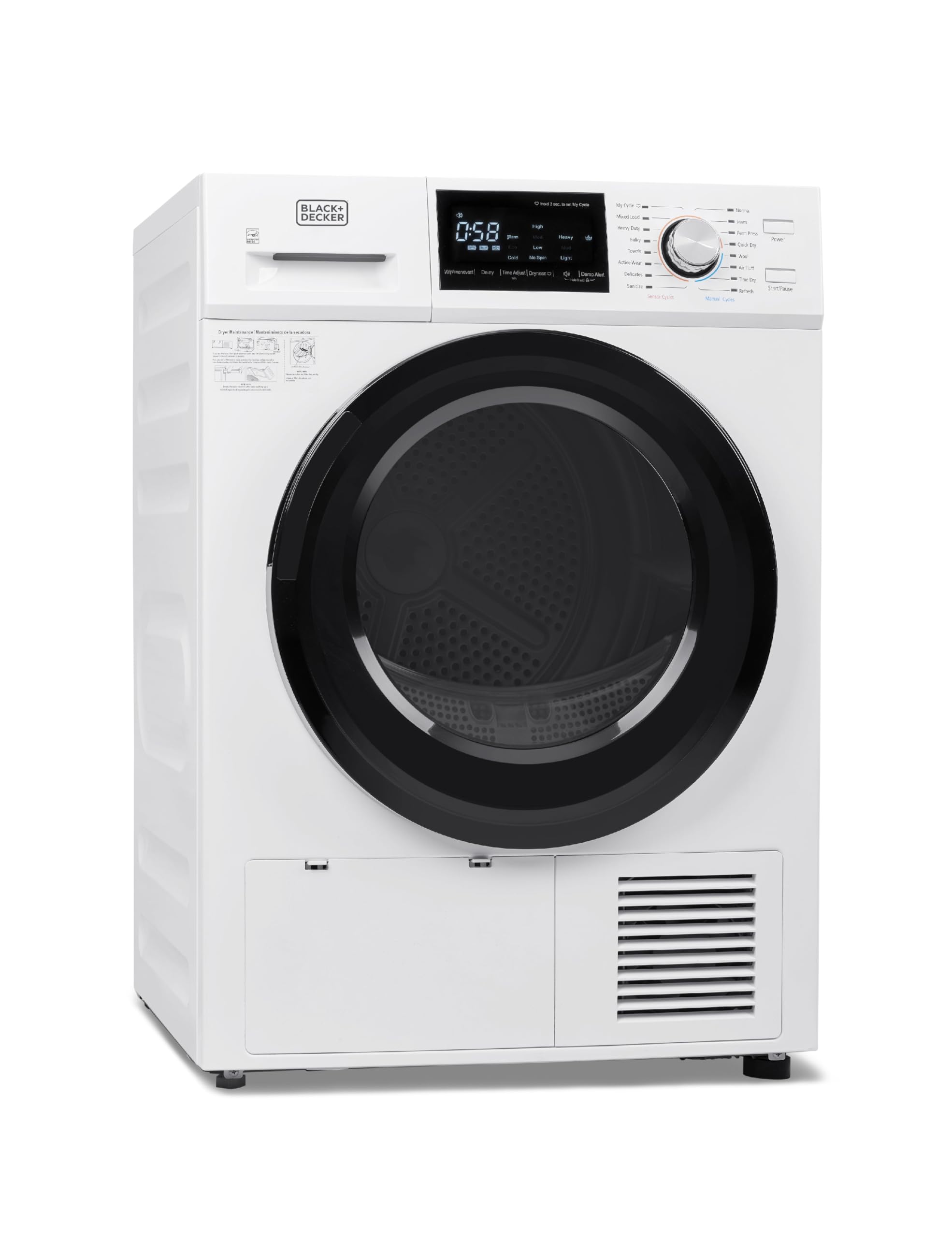 BLACK+DECKER BCED37 Compact Dryer for Standard Wall Outlet, Small, 4 Modes, Load Volume 13.2 lbs., White