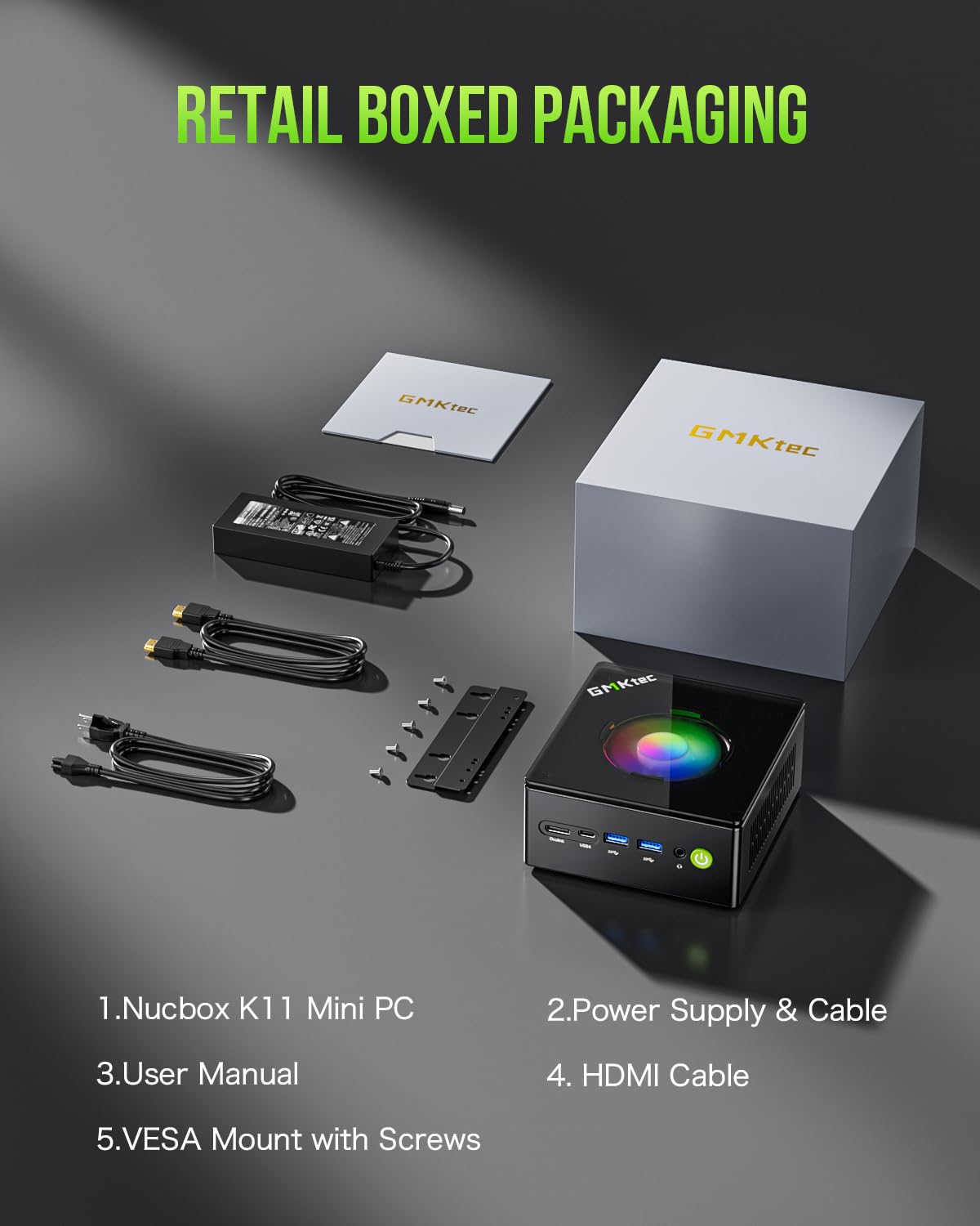 GMKtec K12 Gaming Mini PC Oculink AMD Ryzen 7 H 255 (Upgraded 8745HS) 32GB DDR5 RAM 512GB SSD, Desktop Computer Radeon 780M Graphics, 3X M.2 2280 Storage Expansion, Dual NIC 2.5G, HDMI 2.1, USB4