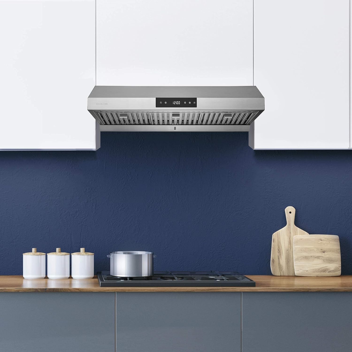 Hauslane Range Hood 30 Inch - Ducted Under Cabinet Range Hood 30" Stainless Steel Kitchen Hood, 6 Speed Vent Hood 30 Inches, Stove Vent Hood for Kitchen, Vent Hoods 30 Inch with LED - Chef Series PS18