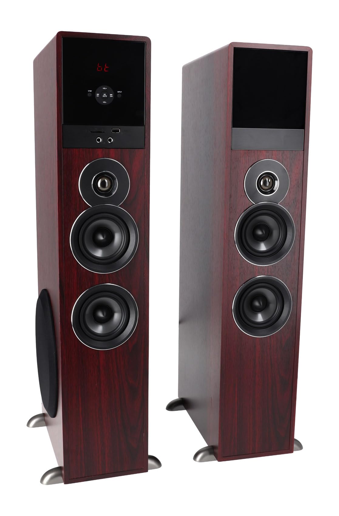 Rockville TM80D Powered Home Theater Tower Speaker System, Dark Wood, 800W, 8" Subwoofers, Bluetooth, USB/SD Playback, FM Radio, Remote Control, Karaoke Ready, Perfect for Home Entertainment