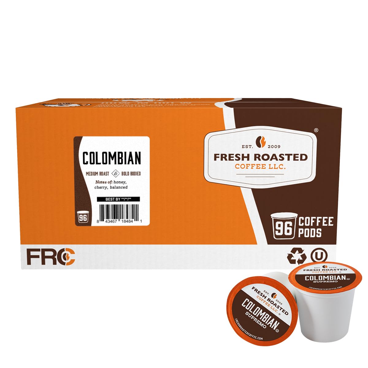 Fresh Roasted Coffee, Italian Roast, Dark, 96 Pods for K Cup Brewers