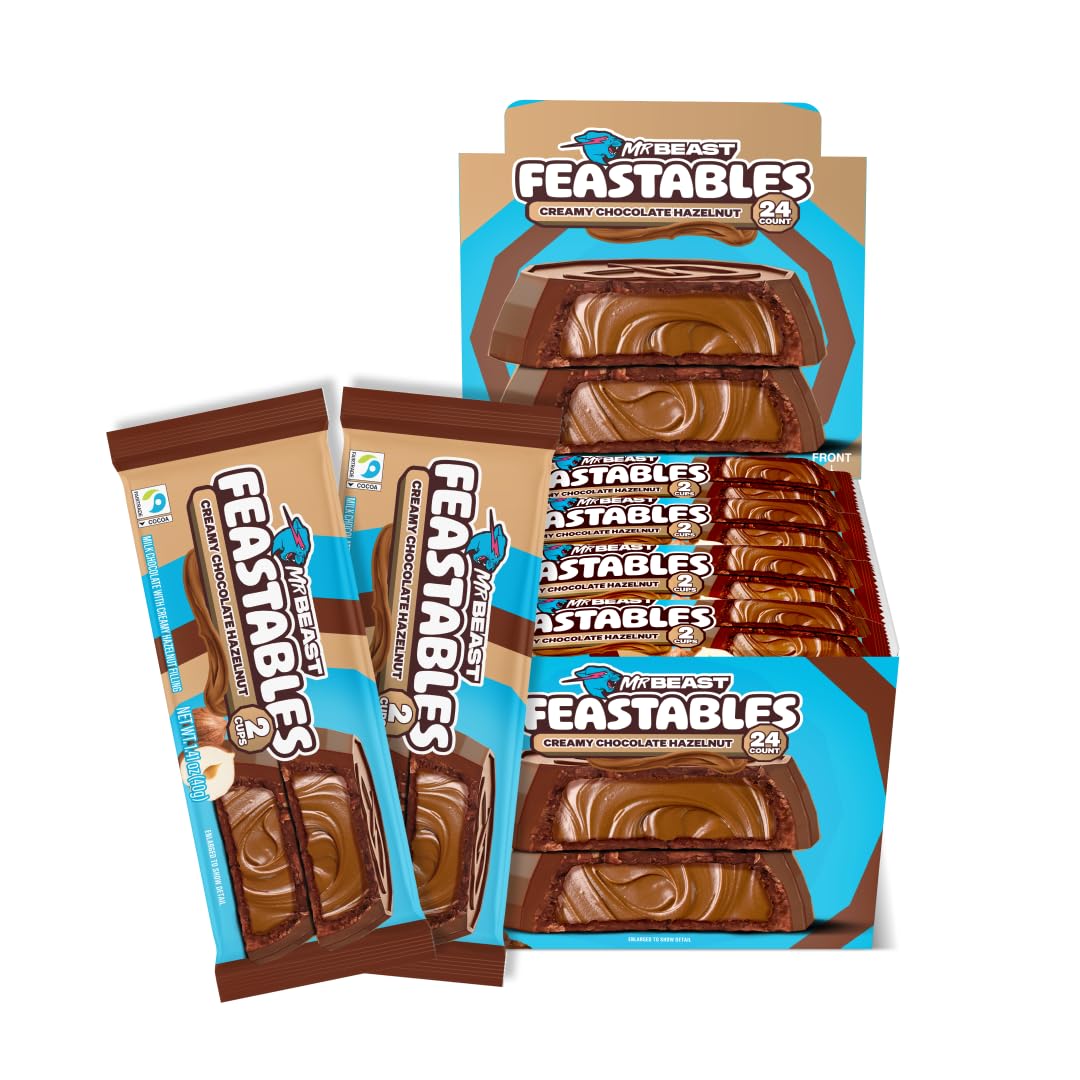 Feastables MrBeast Peanut Butter Jack-O-Lantern, Milk Chocolate & Creamy Peanut Butter Filling, Cups for Adults & Kids, Chocolate Candy for Halloween Snacks, Made With Fairtrade Cocoa, 30 Count
