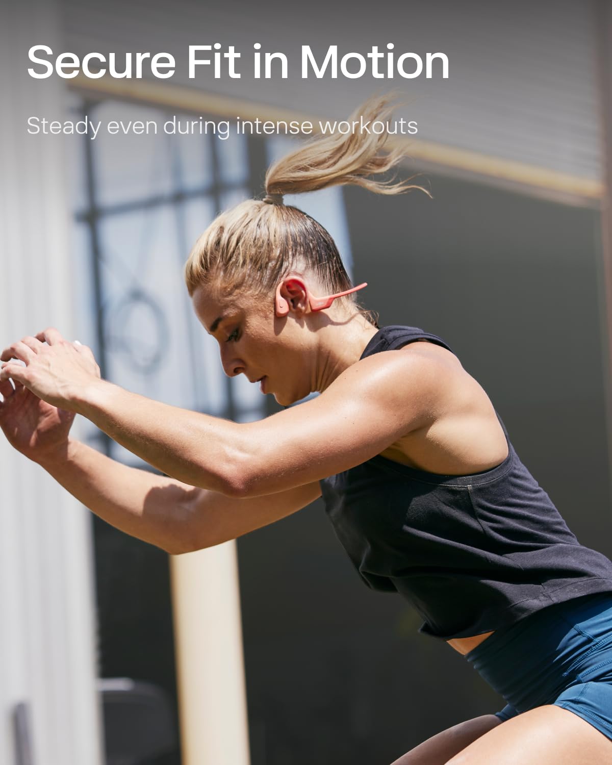 SHOKZ OpenRun Pro-Bone Conduction Headphones, Open-Ear Bluetooth Wireless Sport Headphones for Running and Workout, Sweat Resistant, Long Battery Life, Premium Deep Bass, Mic，with Hair Band, Black