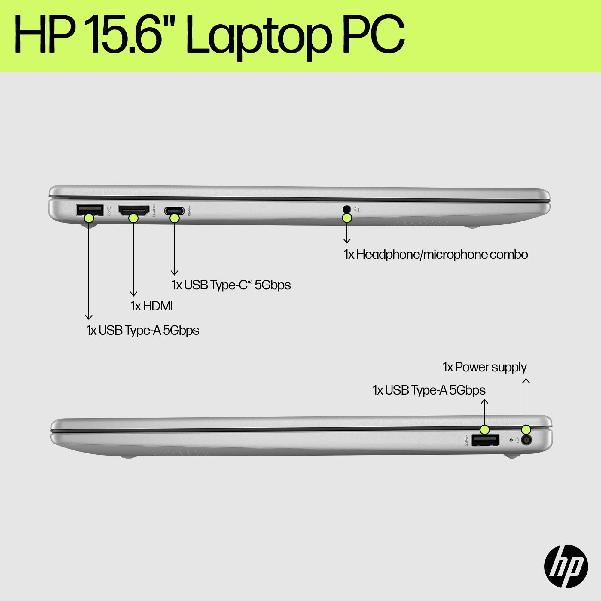 HP 15.6" FHD Laptop 2026 Edition with Copilot AI, 16GB RAM, 256GB SSD, Intel Processor, Long Battery Life, Lightweight 3.64 lbs, Microsoft 365, Windows 11 for Students & Office