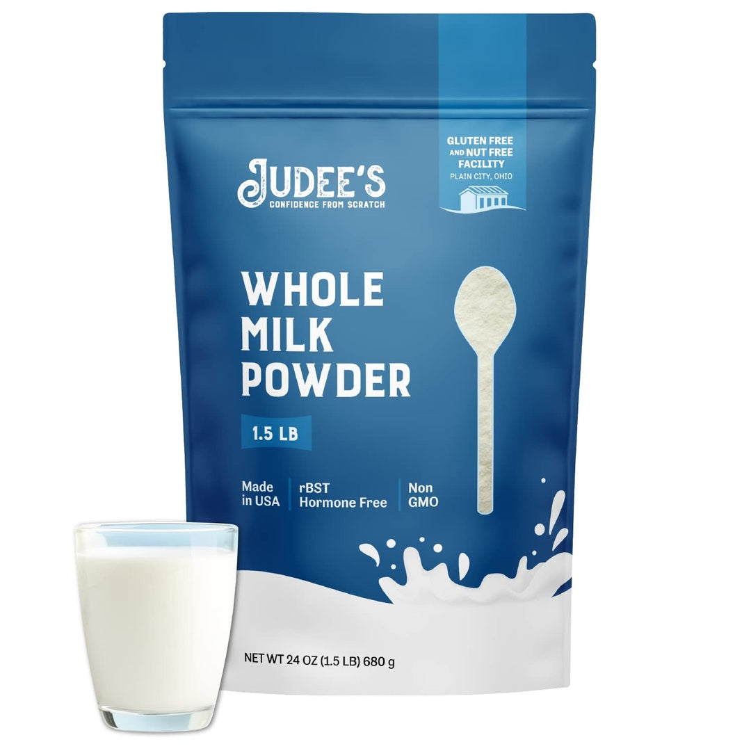 Judee's Gluten Free Whole Milk Powder - Versatile Powdered Milk for Baking - Shelf Stable Dry Mix for Long-Term Storage - 40 oz, Pack of 1
