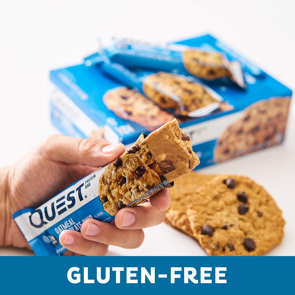 Quest Nutrition Chocolate Chip Dough Cookie Protein Bars, 21g Protein, 1g Sugar, 4g Net Carb, High Fiber, Gluten Free, Keto Friendy, 12 Count