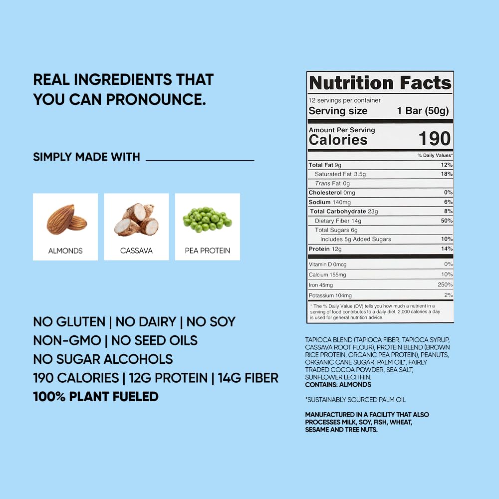 TRUBAR Vegan Protein Bars - Soy Free, Dairy Free, Gluten Free Protein Bars - No Sugar Alcohols - Non-GMO - 12g of Protein - It's Mint To Be Chip - 12 Count