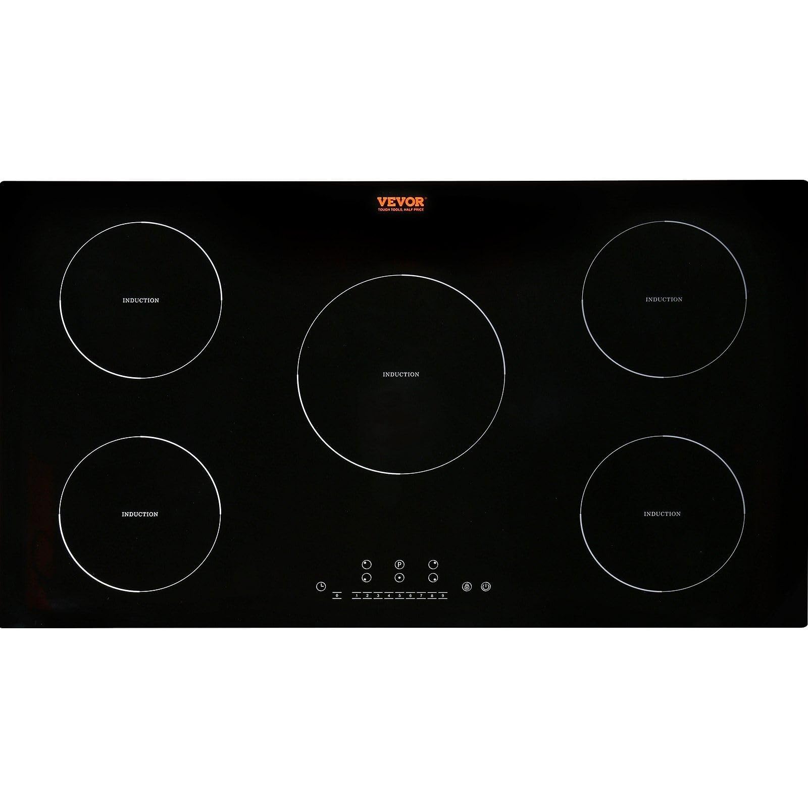 VEVOR Built-in Induction Electric Stove Top 30 Inch,5 Burners Electric Cooktop,9 Power Levels & Sensor Touch Control,Easy to Clean Ceramic Glass Surface,Child Safety Lock,240V