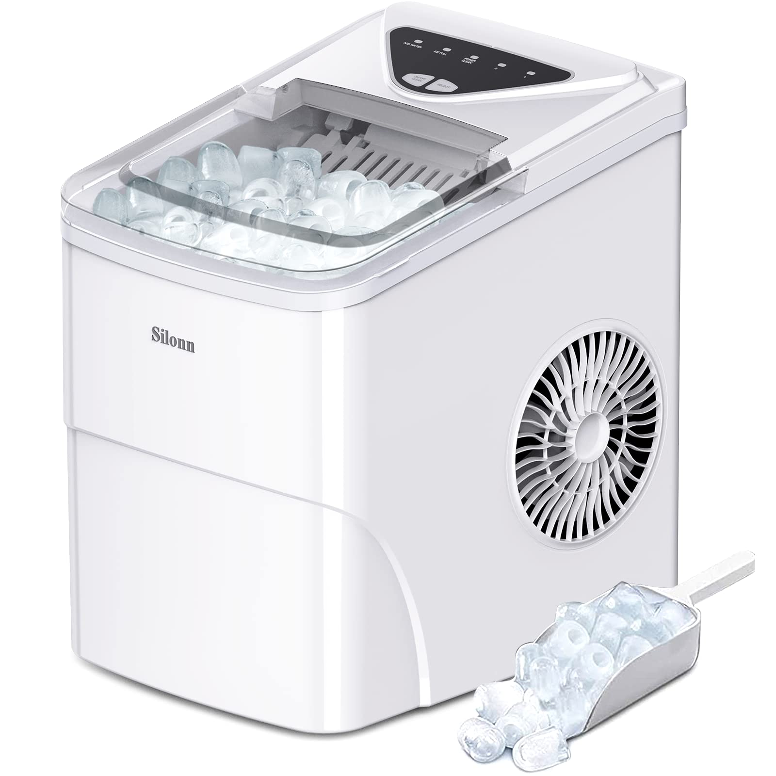 Nugget Ice Maker Countertop, Silonn Chewable Pellet Ice Machine with Self-Cleanin Function, 36lbs/24H Portable Ice Makers for Home Kitchen Officce, Black