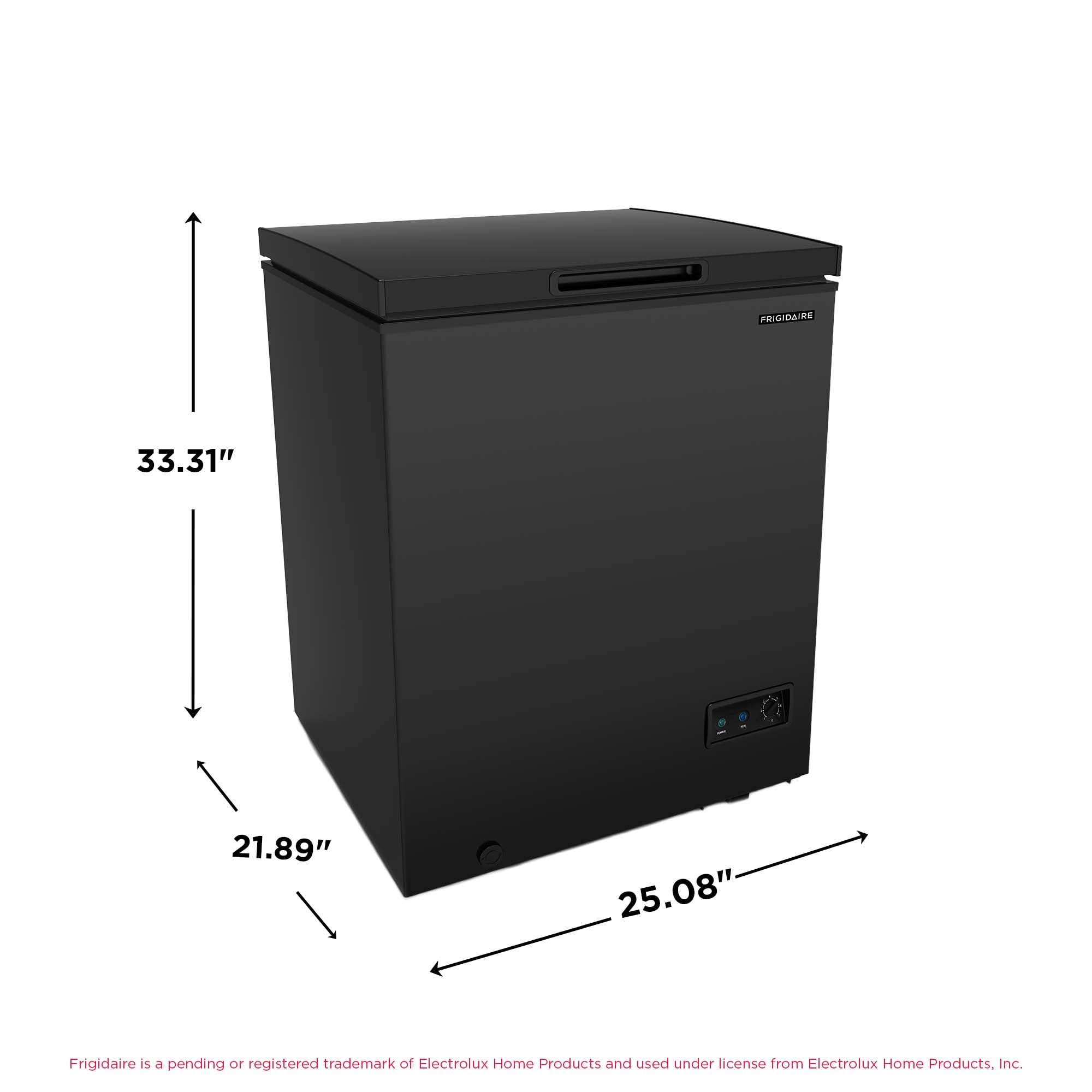FRIGIDAIRE EFRF7003-BLACK Chest Deep Freezer, 7 Cu. Ft, Black Adjustable Thermostat-Removable Vinyl Coated Wire Basket-Easy Defrost Drain