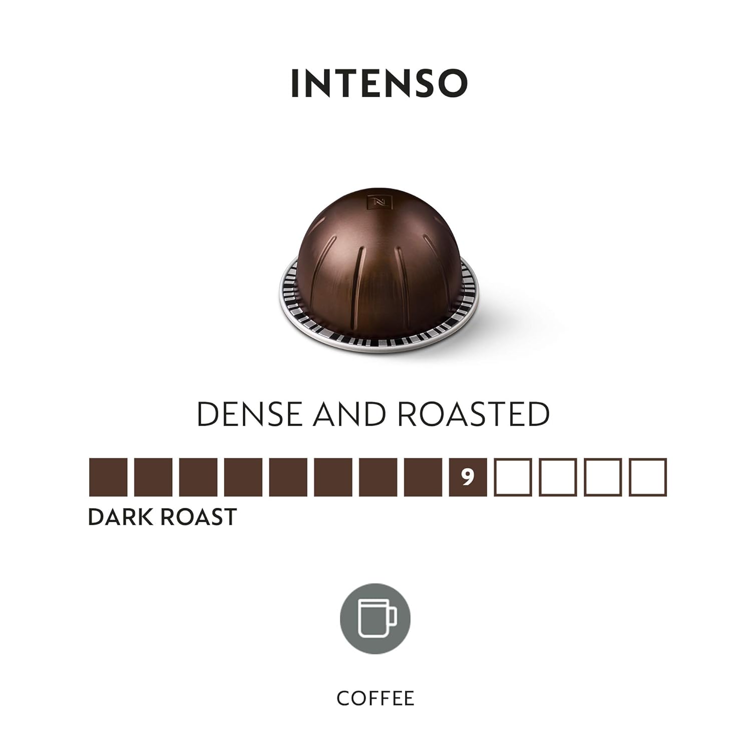 Nespresso Capsules Vertuo, Intenso, Dark Roast Coffee, 30-Count Coffee Pods, Brews 7.8oz
