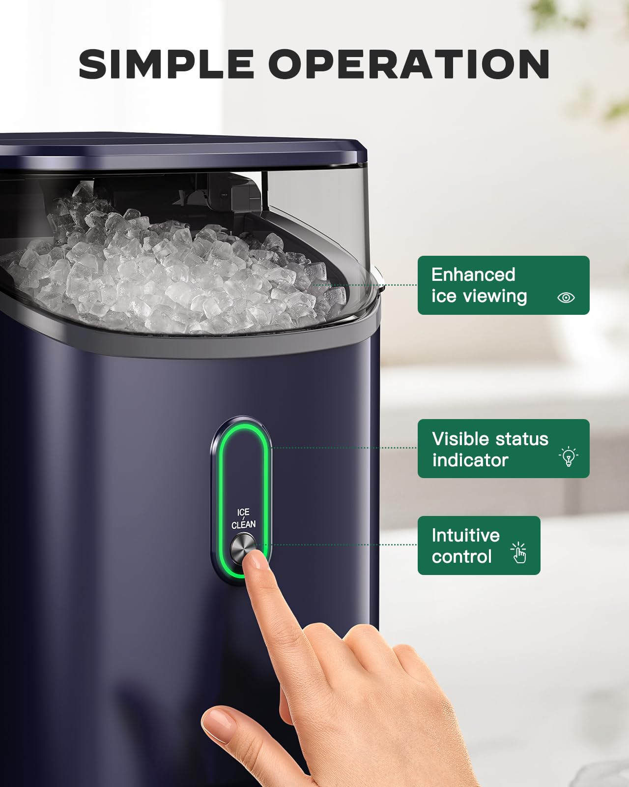 Silonn Ice Maker Countertop, Portable Ice Machine with Carry Handle, Self-Cleaning Ice Makers with Basket and Scoop, 9 Cubes in 6 Mins, 26 lbs per Day, Ideal for Home, Kitchen, Camping, RV