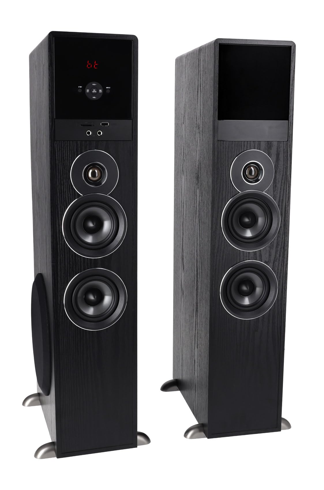 Rockville TM80D Powered Home Theater Tower Speaker System, Dark Wood, 800W, 8" Subwoofers, Bluetooth, USB/SD Playback, FM Radio, Remote Control, Karaoke Ready, Perfect for Home Entertainment