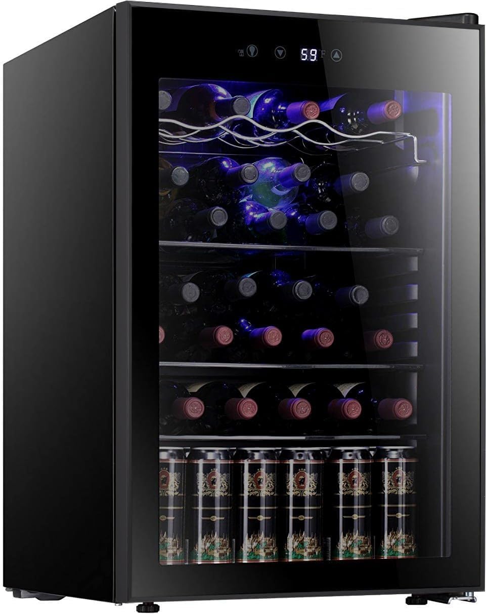 Antarctic Star Wine Cooler, Beverage Refrigerator, 16 Bottle Freestanding Quiet Wine Cellar Front Glass Door for Home and Bar, Digital Temp Control, 1.71 Cu.Ft.