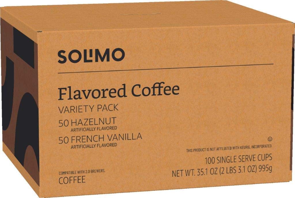 Amazon Brand - Solimo Dark Roast Coffee Pods, Compatible with Keurig 2.0 K-Cup Brewers 100 Count(Pack of 1)