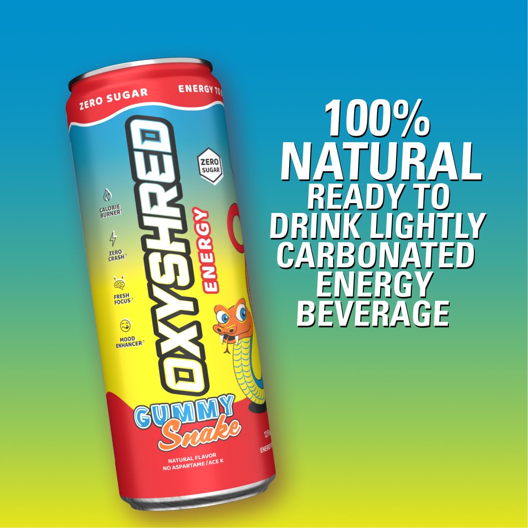EHP Labs OxyShred Healthy Energy Drink - Zero Sugar Energy Drinks with Amino Acids, Green Tea Extract, Vitamin C & L Carnitine - Zero Carbs, Zero Calories, Clean Caffeine, Bahama Breeze (12-Pack)