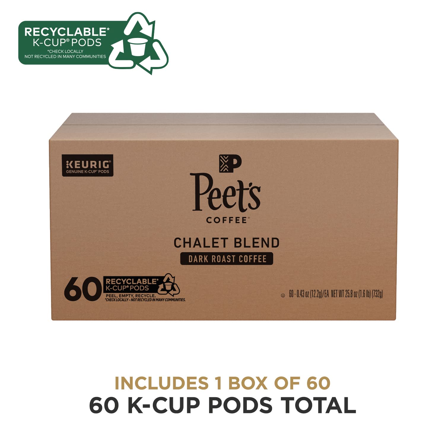 Peet's Coffee, Dark Roast Keurig K-Cup Pods - Major Dickason's Blend 75 Count (1 Box of 75 Pods)