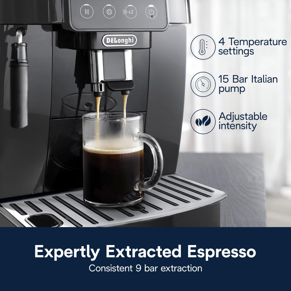 De'Longhi Magnifica Evo Automatic Espresso & Coffee Machine with Manual Milk Frother, Built-in Grinder & Auto-Clean Function - For Latte, Cappuccino, Americano, Iced Coffee, ECAM29043SB