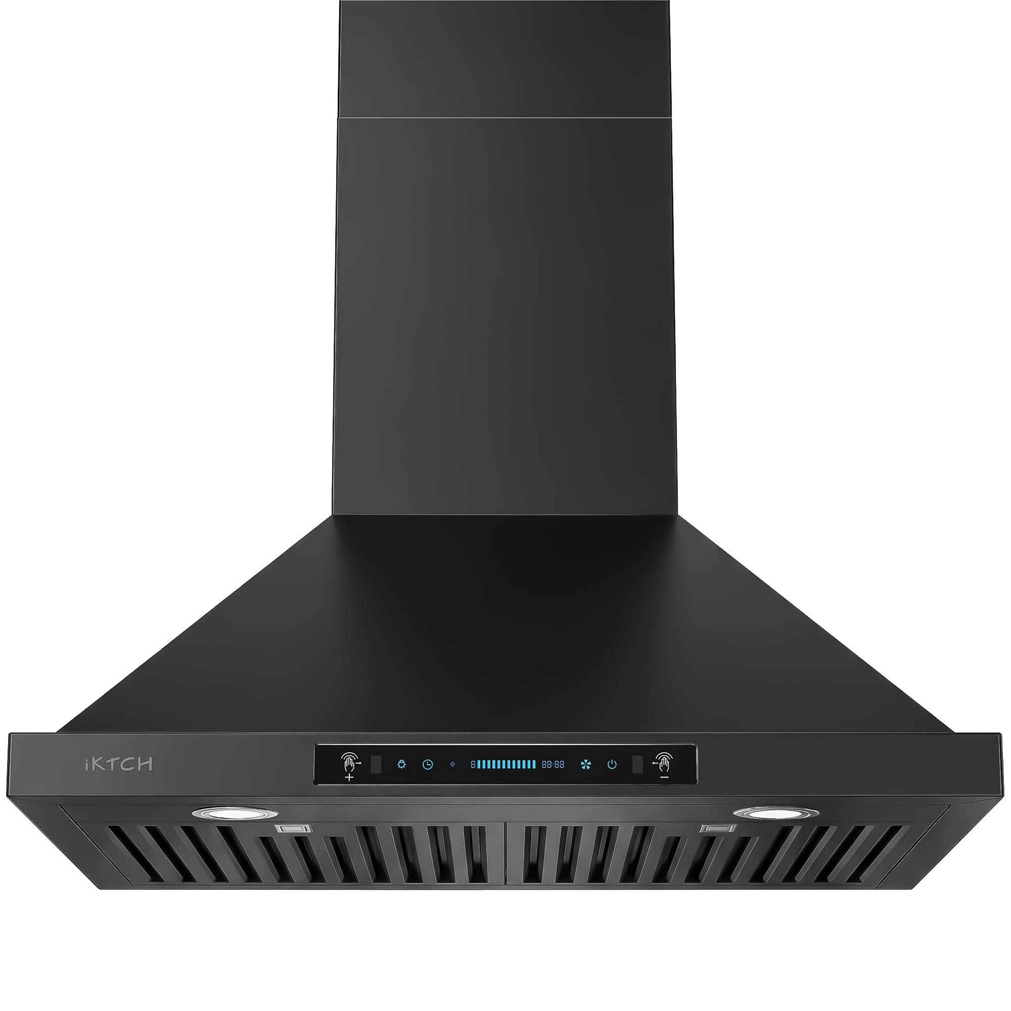 IKTCH 30-inch Wall Mount Range Hood 900 CFM Ducted/Ductless Convertible, Kitchen Chimney Vent Stainless Steel with Gesture Sensing & Touch Control Switch Panel, 2 Pcs Adjustable Lights(IKP02-30'')