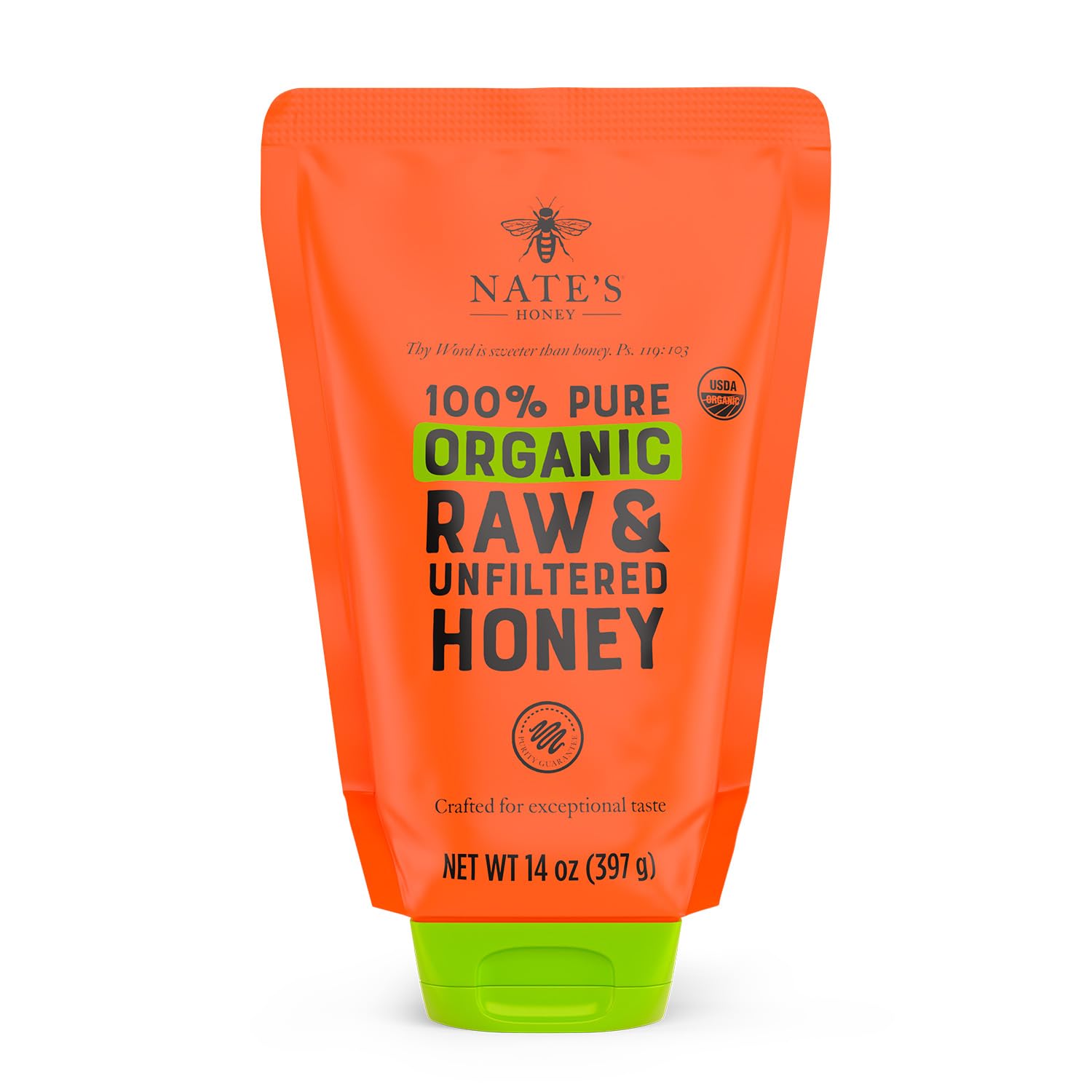 Nate's Organic 100% Pure, Raw & Unfiltered Honey - USDA Certified Organic - 32oz. Squeeze Bottle