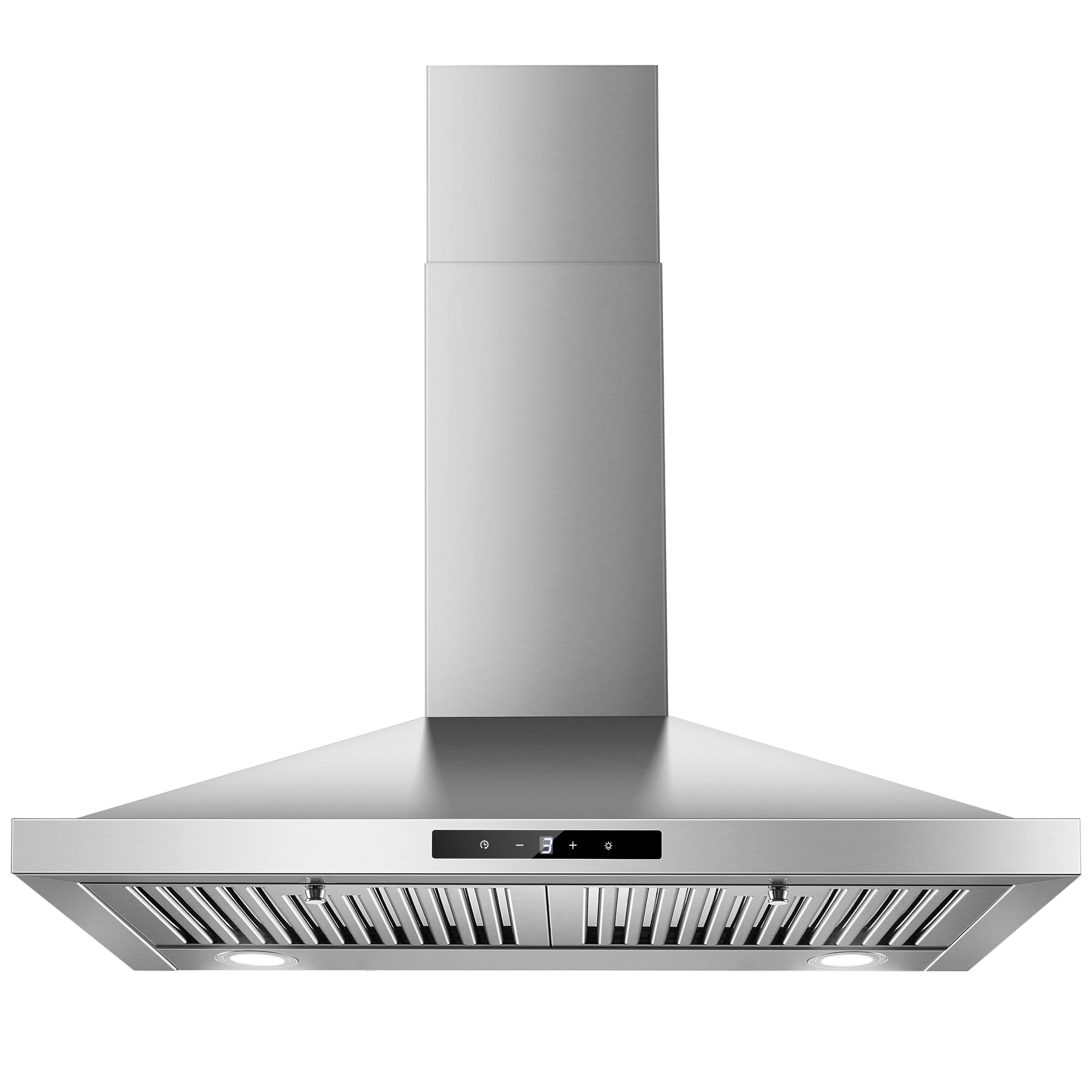 Tieasy Wall Mount Range Hood 30 inch with Ducted/Ductless Convertible Duct, Stainless Steel Chimney-Style Over Stove Vent Hood with LED Light, 3 Speed Exhaust Fan, 450 CFM