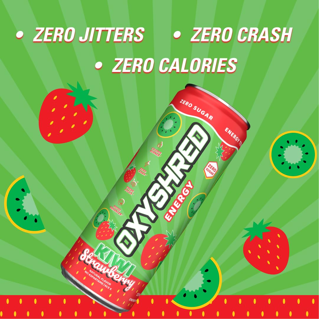 EHP Labs OxyShred Healthy Energy Drink - Zero Sugar Energy Drinks with Amino Acids, Green Tea Extract, Vitamin C & L Carnitine - Zero Carbs, Zero Calories, Clean Caffeine, Bahama Breeze (12-Pack)