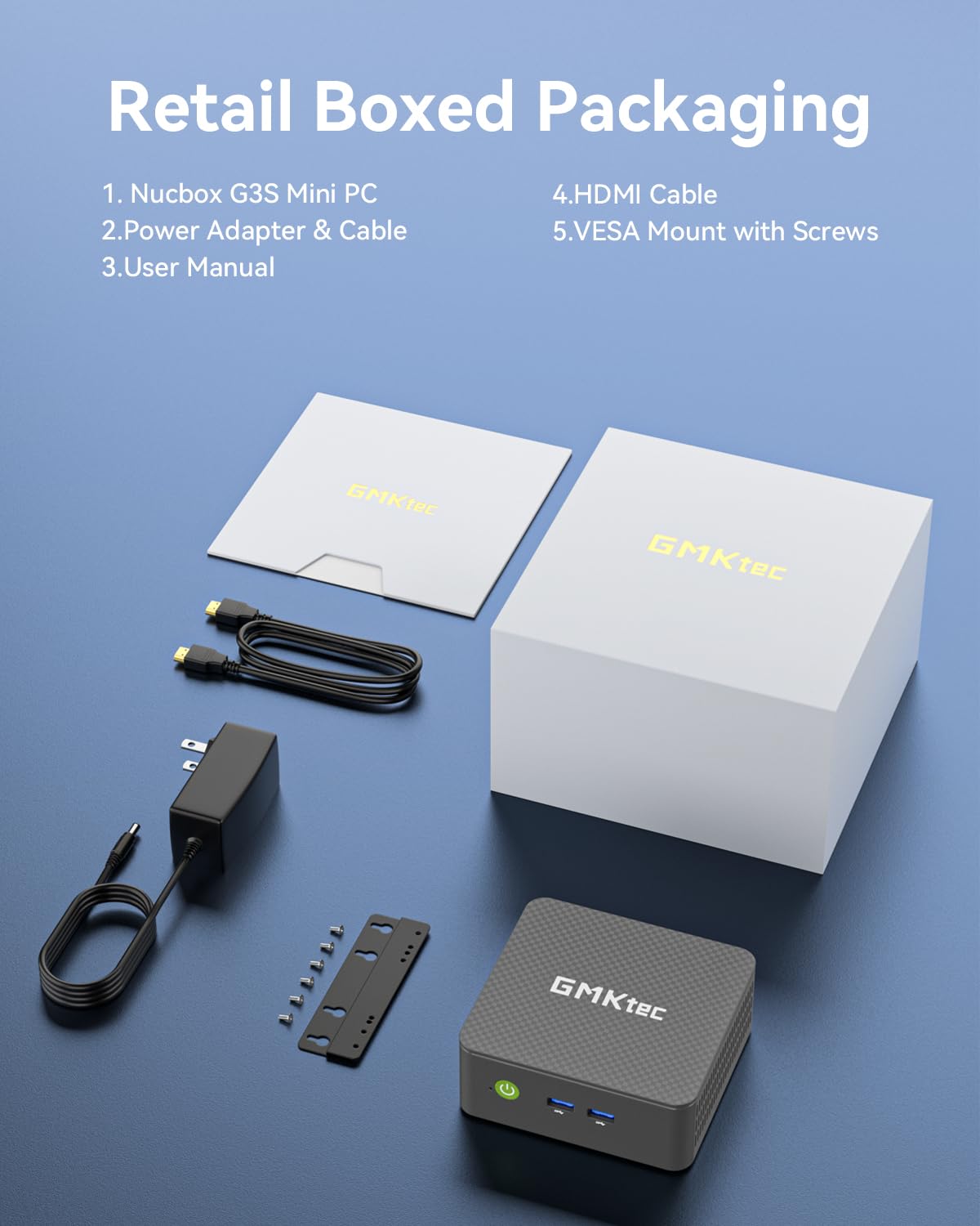 GMKtec G3 Pro Mini PC, Intel Core i3-10110U (Beats 4300U/N150) 16GB DDR4 (Dual Channel) 512GB PCIe M.2 SSD, Desktop Computer 4K Dual HDMI/USB3.2/WiFi 6/BT5.2/2.5GbE for Office, Business