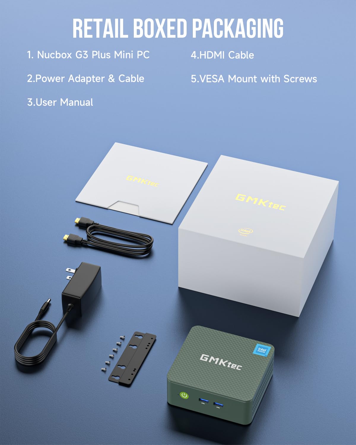 GMKtec Mini PC, G3 PRO Intel Core i3-10110U (Beats 4300U/N150), 16GB DDR4 RAM (Dual Channel) 512GB Storage Drive, Desktop Computer 4K Dual HDMI/USB3.2/WiFi 6/BT5.2/2.5GbE for Office, Business