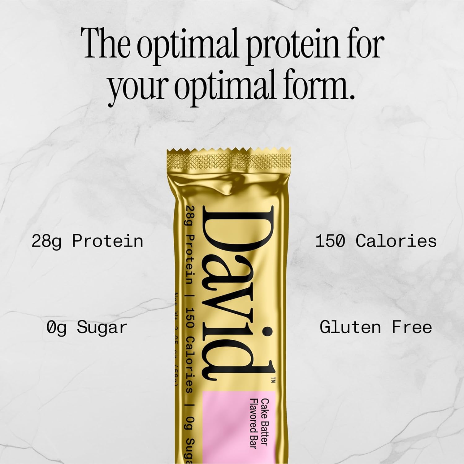 David High Protein Bars No Sugar - Sugar Free Protein Bars, Low Carb, Gluten Free - 28g of Protein, 150 Calories - David Bar On-The-Go Snack - Peanut Butter Chocolate Chunk Flavor, Pack of 12