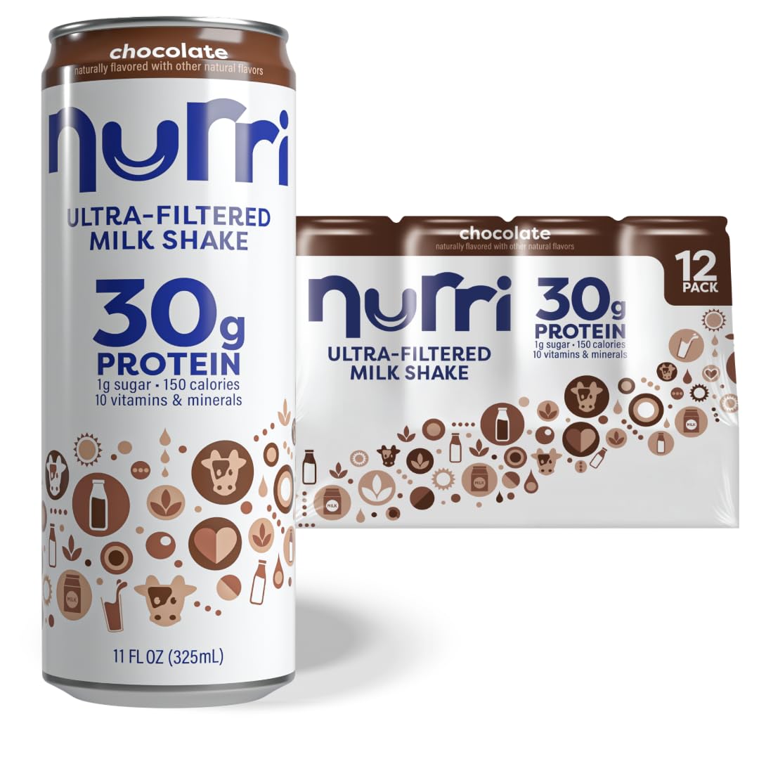 Nurri - 30g Protein Ultra Filtered Milk Shake – Chocolate - Lactose Free, Low Sugar, 150 Calories, 10 Vitamins and Minerals - 11 fl oz, 10 Cans