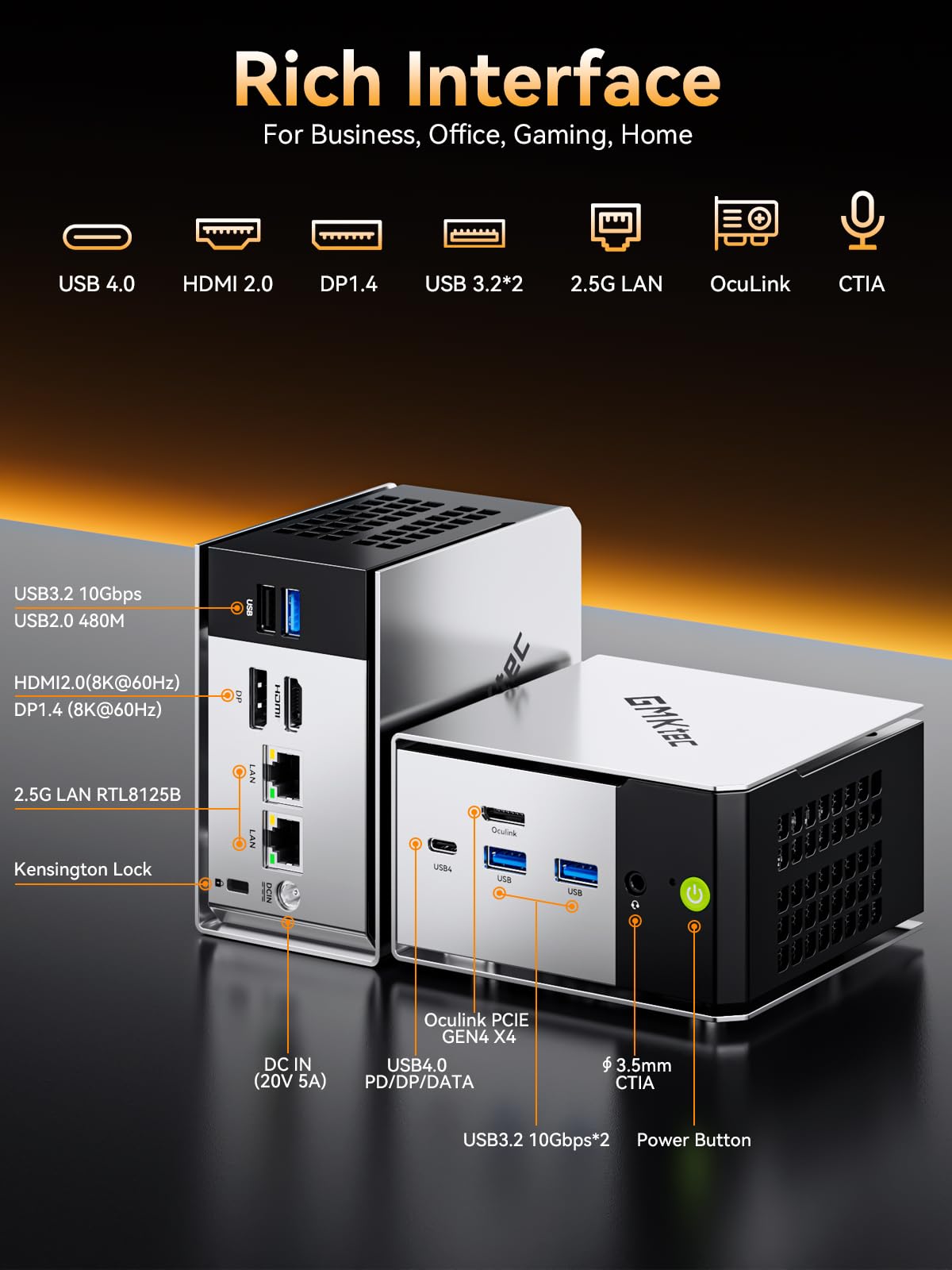 GMKtec Gaming Mini PC Ryzen 7640HS (Beats 6800H/6800U) 16GB DDR5 512GB NVMe SSD Dual NIC LAN 2.5GbE /WiFi 6E BT5.2 /USB4 Desktop Computers Office Home M6 Ultra