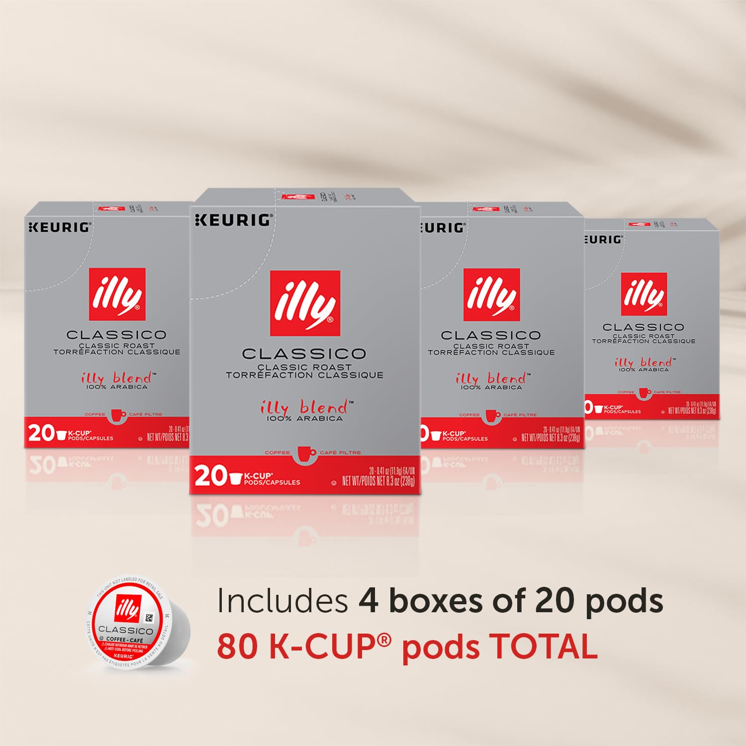 Illy Coffee K Cups - Pods For Keurig Machines – Classico Roast - Caramel, Orange Blossom & Jasmine - Mild, Flavorful & Balanced Flavor - No Preservatives – 32 Count